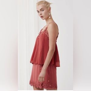 KEEPSAKE THE LABEL All Time High Crochet Trim Pleated Camisoles Top Size S